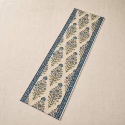 Block-Printed Cotton Table Runner - overhead Overhead view of Block-Printed Cotton Table Runner
