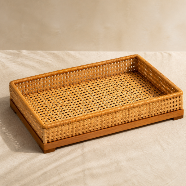 Cane Serving Tray - hero Cane Serving Tray on a warm neutral background