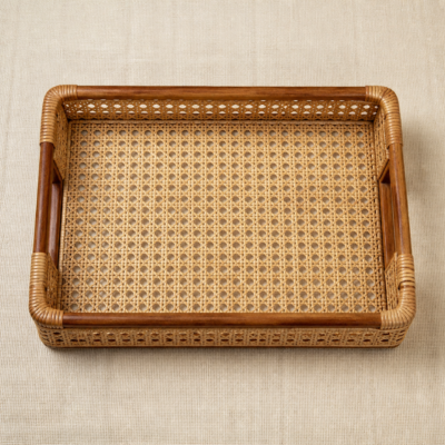 Cane Serving Tray - overhead Overhead view of Cane Serving Tray