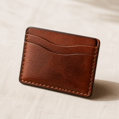 Full-Grain Leather Card Holder - hero Full-Grain Leather Card Holder on a warm neutral background