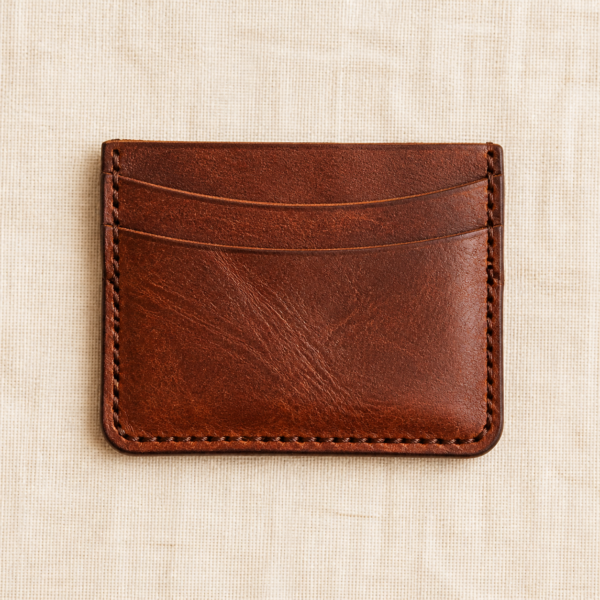 Full-Grain Leather Card Holder - overhead Overhead view of Full-Grain Leather Card Holder