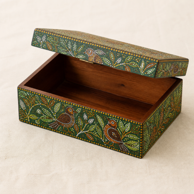 Gond-Inspired Painted Storage Box - hero Gond-Inspired Painted Storage Box on a warm neutral background