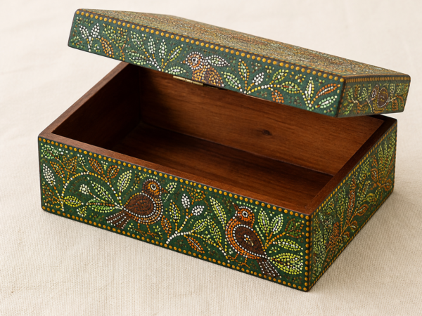 Gond-Inspired Painted Storage Box - hero Gond-Inspired Painted Storage Box on a warm neutral background