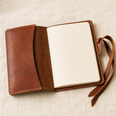 Overhead view of Hand-Stitched Leather Journal Cover