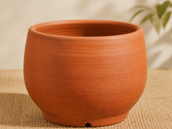 Hand-thrown Terracotta Planter - hero Hand-thrown Terracotta Planter on a warm neutral background