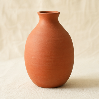 Close-up detail of Handcrafted Terracotta Matka Vase showing its natural terracotta clay
