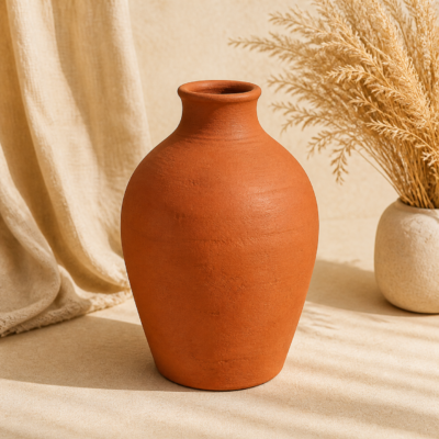 Handcrafted Terracotta Matka Vase styled in a natural home setting