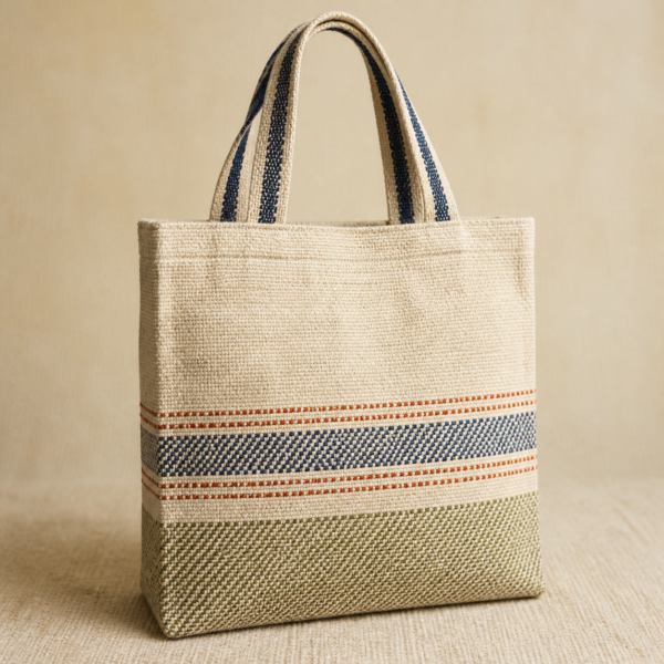 Close-up detail of Handloom Cotton Tote Bag showing its handloom cotton canvas