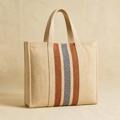 Handloom Cotton Tote Bag on a warm neutral background