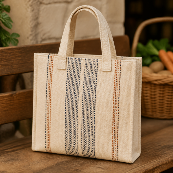 Handloom Cotton Tote Bag styled in a natural home setting