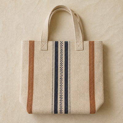 Overhead view of Handloom Cotton Tote Bag