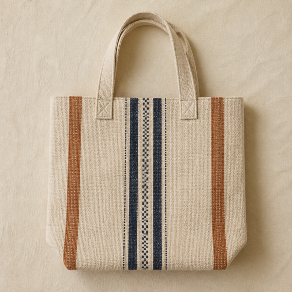 Overhead view of Handloom Cotton Tote Bag