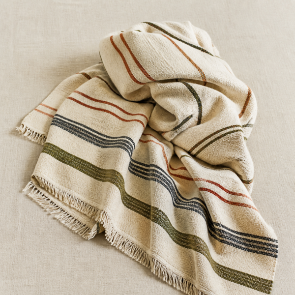 Close-up detail of Handwoven Cotton Throw showing its handwoven cotton