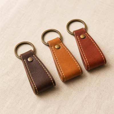 Leather Key Fob Set – Pack of 3 - hero Leather Key Fob Set – Pack of 3 on a warm neutral background