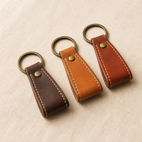 Leather Key Fob Set – Pack of 3 - hero Leather Key Fob Set – Pack of 3 on a warm neutral background
