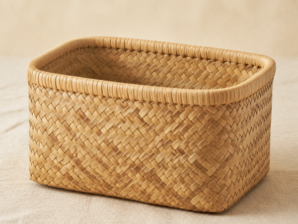 Palm-Leaf Storage Basket - hero Palm-Leaf Storage Basket on a warm neutral background