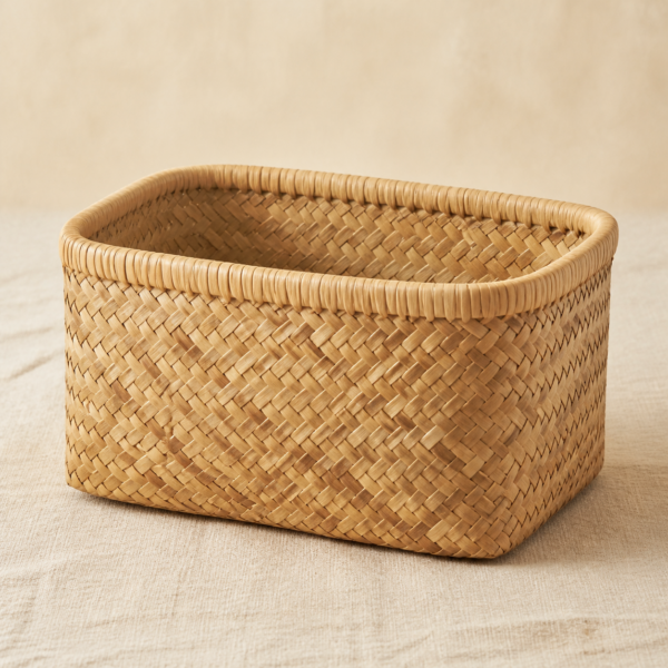 Palm-Leaf Storage Basket - hero Palm-Leaf Storage Basket on a warm neutral background