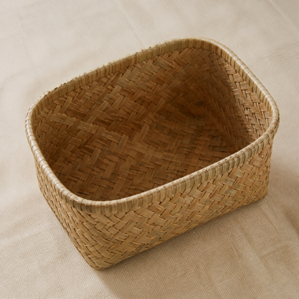 Palm-Leaf Storage Basket - overhead Overhead view of Palm-Leaf Storage Basket
