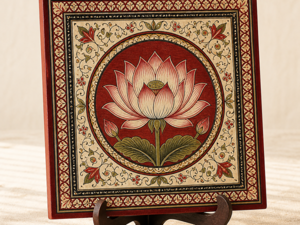 Pattachitra-Inspired Lotus Tabletop Panel - hero Pattachitra-Inspired Lotus Tabletop Panel on a warm neutral background