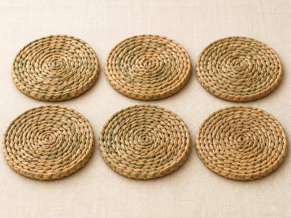 Seagrass Coaster Set – Pack of 6 - hero Seagrass Coaster Set – Pack of 6 on a warm neutral background