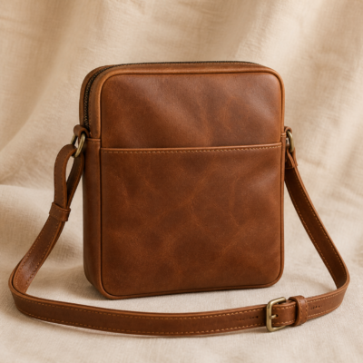 Vegetable-Tanned Leather Sling Bag - hero Vegetable-Tanned Leather Sling Bag on a warm neutral background